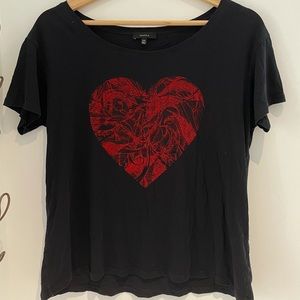 Talula Aritzia XXS velvet heart short sleeve top